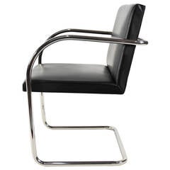 Tubular Brno Chair in Black Leather by Knoll