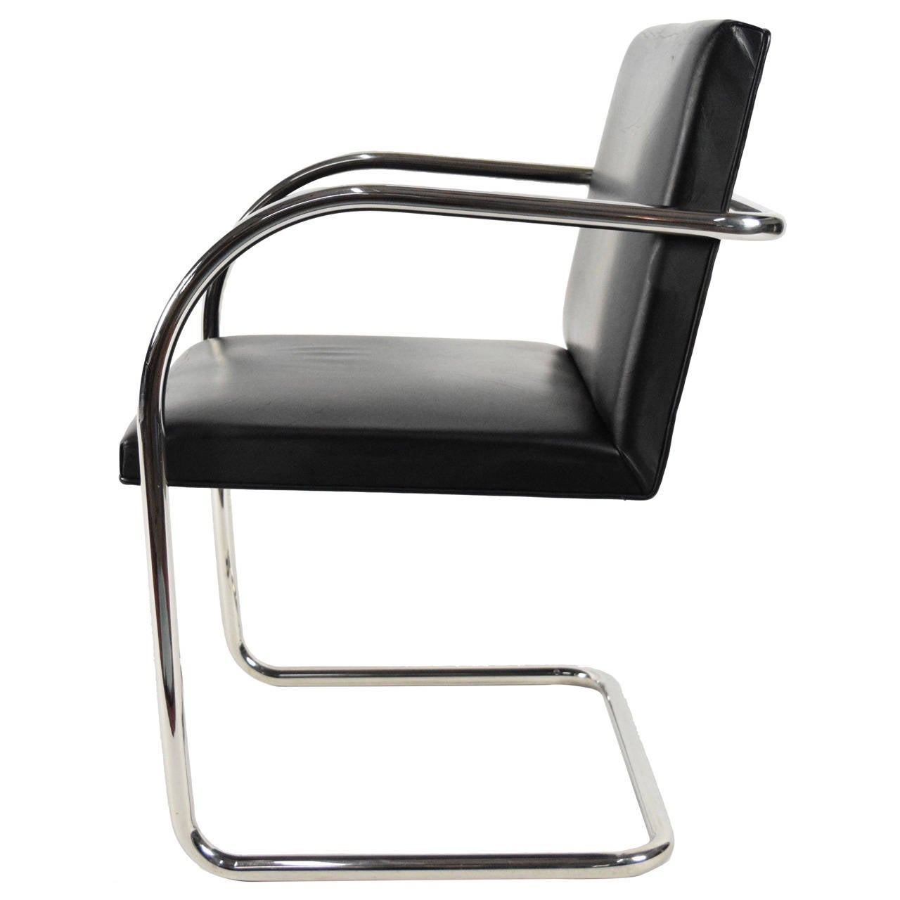 Tubular Brno Chair in Black Leather by Knoll For Sale at 1stDibs