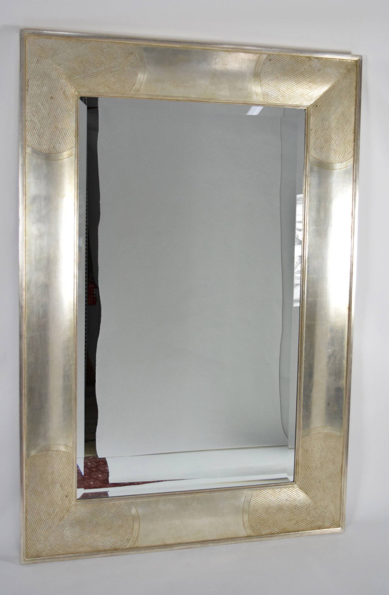 Large J. Robert Scott English II Mirror in Silver Leaf In Excellent Condition In Dallas, TX
