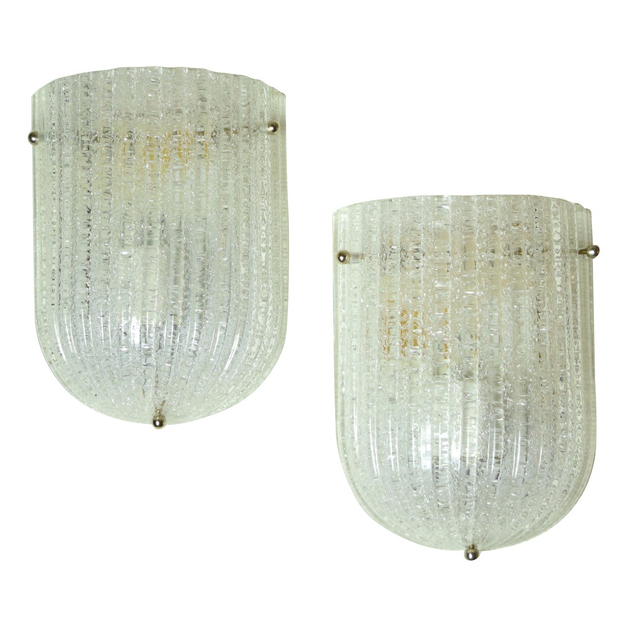 Pair of Barovier & Toso Murano Glass Sconces