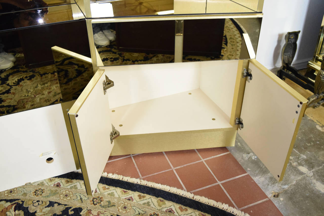 Metal Glamorous King Size Ello Bed in Bronzed Mirror and Brushed Brass Finish