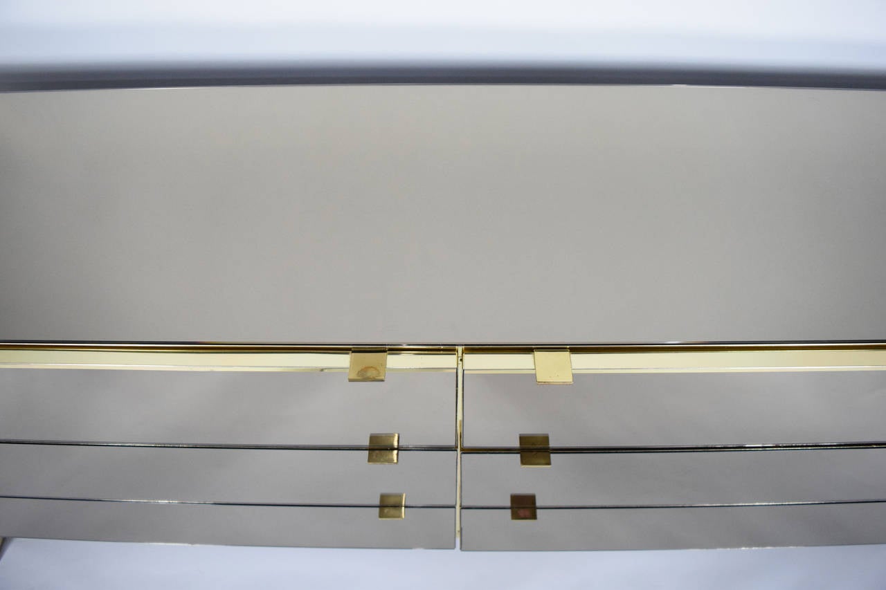 20th Century Ello Brass and Smoked Mirror Dresser