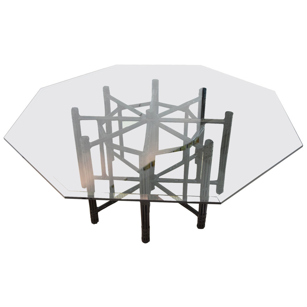 McGuire Bamboo Table with Octagon Glass Top