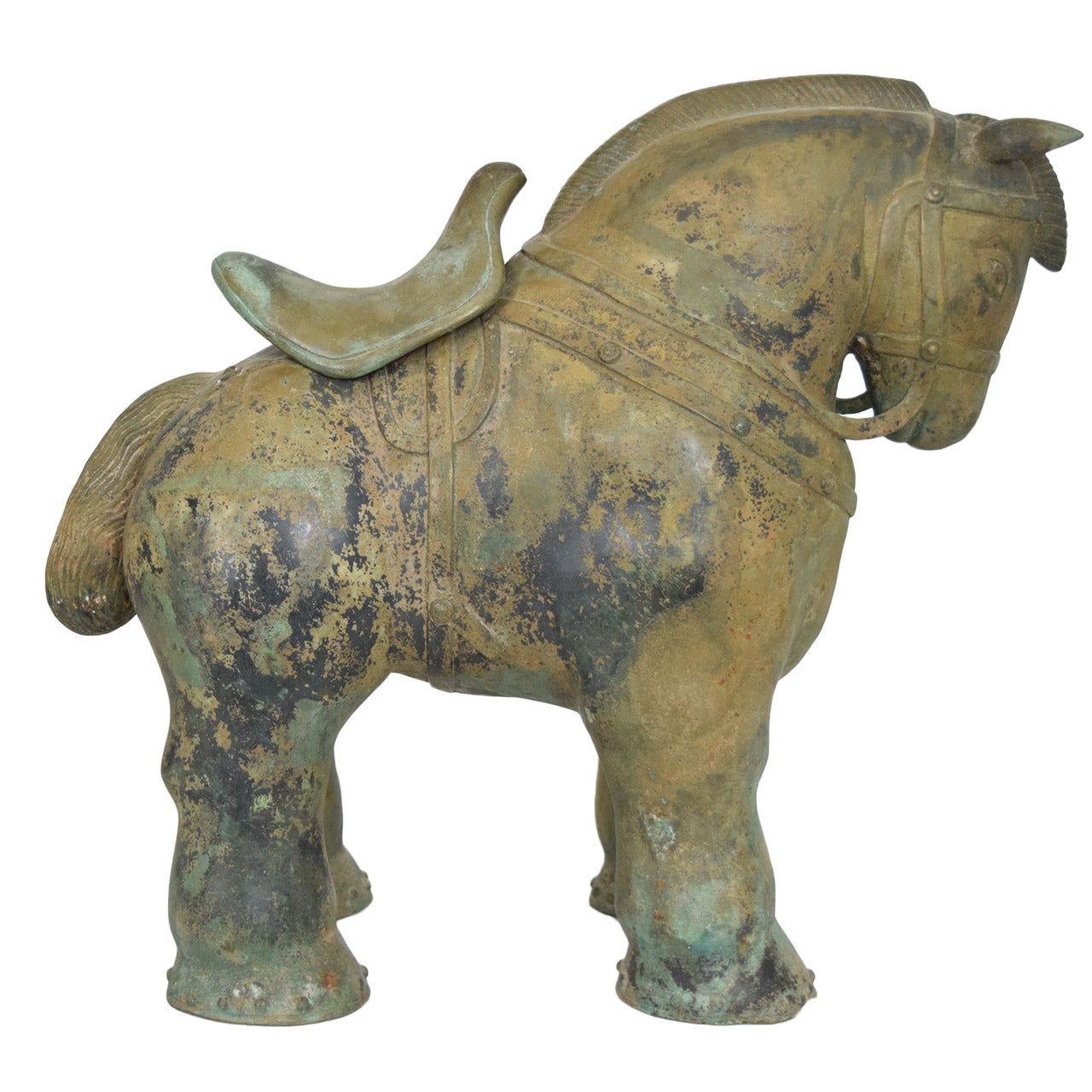Skulptur eines Pferdes im Botero-Stil aus Bronze