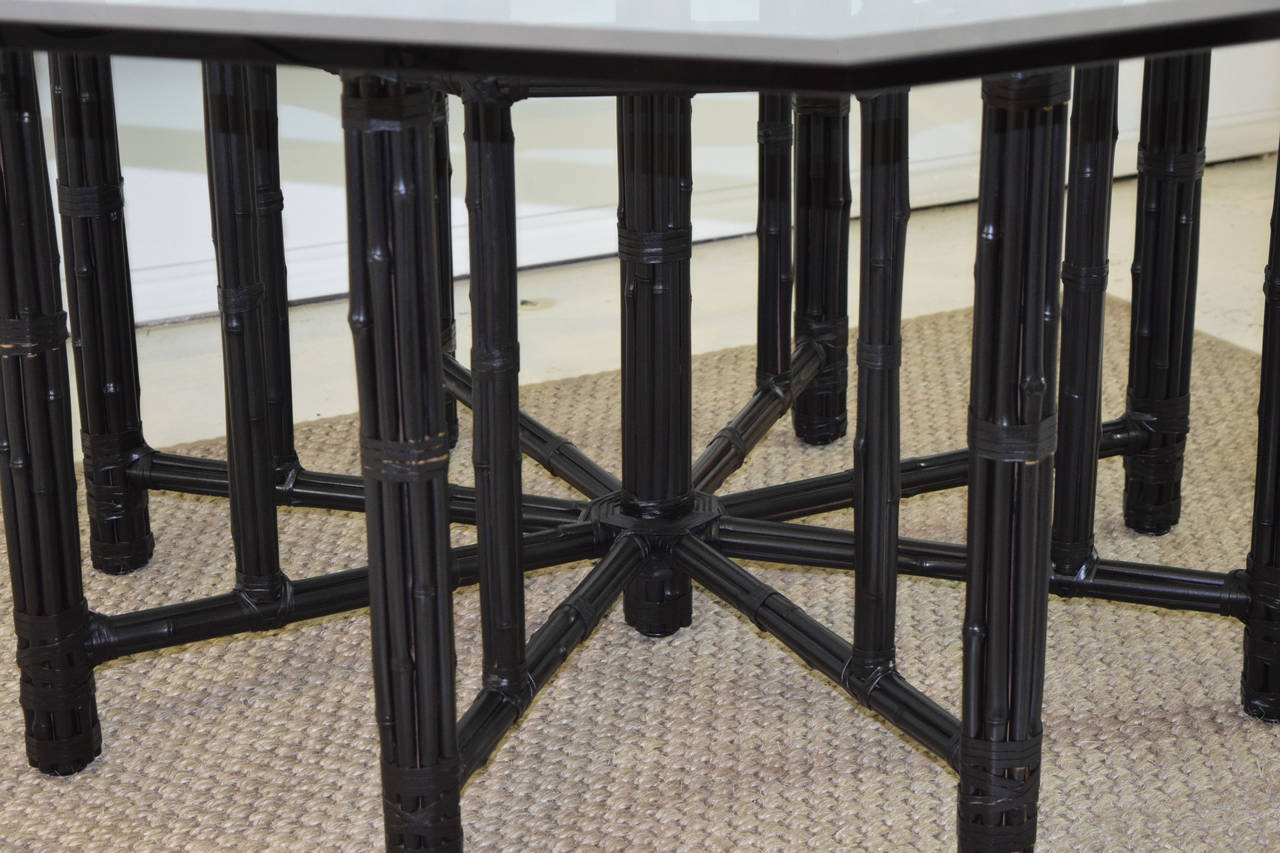 McGuire Bamboo Table with Octagon Glass Top 1