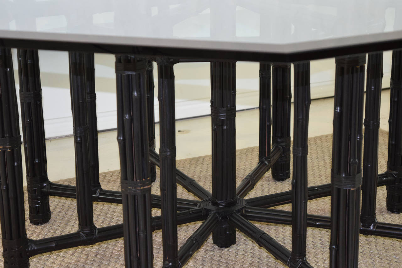 McGuire Bamboo Table with Octagon Glass Top 2
