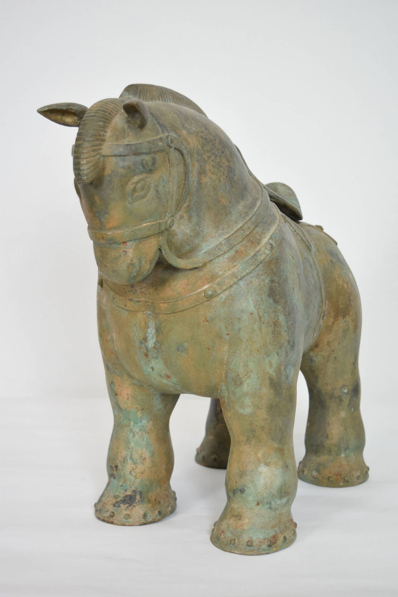 Contemporary Botero Styled Horse Sculpture in Bronze For Sale