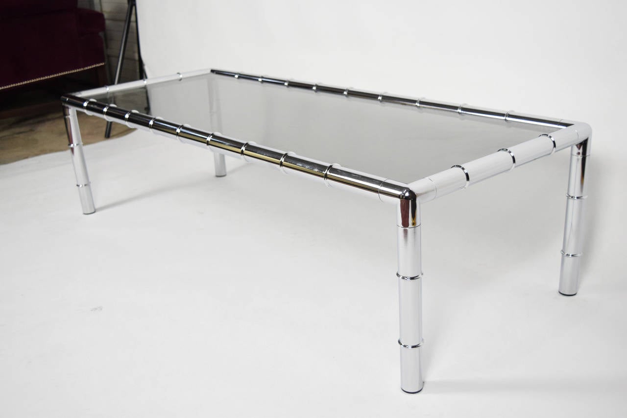 American Adrian Pearsall Coffee Table in Faux Bamboo Chrome