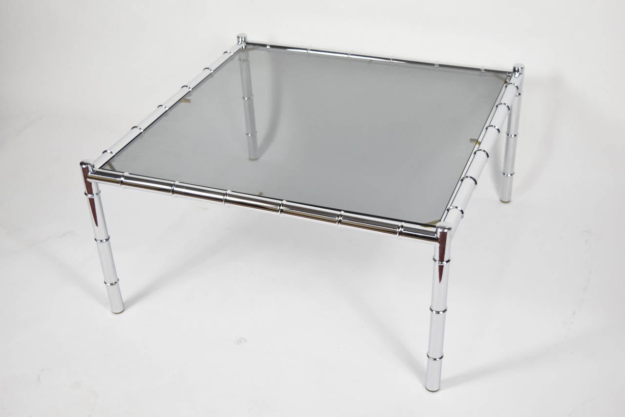 Adrian Pearsall Coffee Table in Faux Bamboo Chrome In Excellent Condition In Dallas, TX