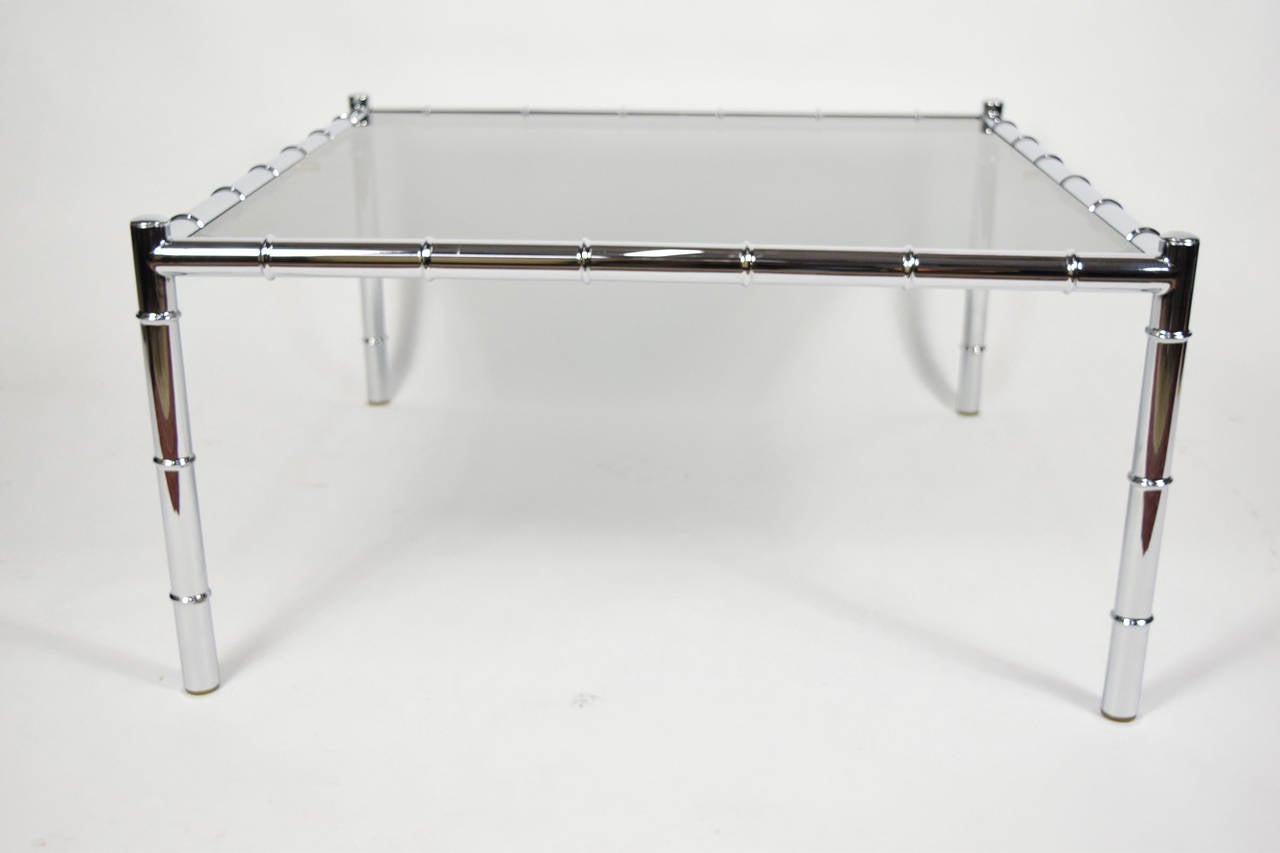 20th Century Adrian Pearsall Coffee Table in Faux Bamboo Chrome