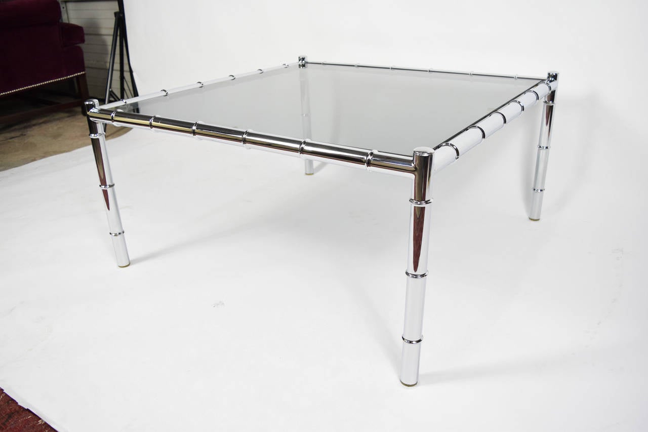 American Adrian Pearsall Coffee Table in Faux Bamboo Chrome
