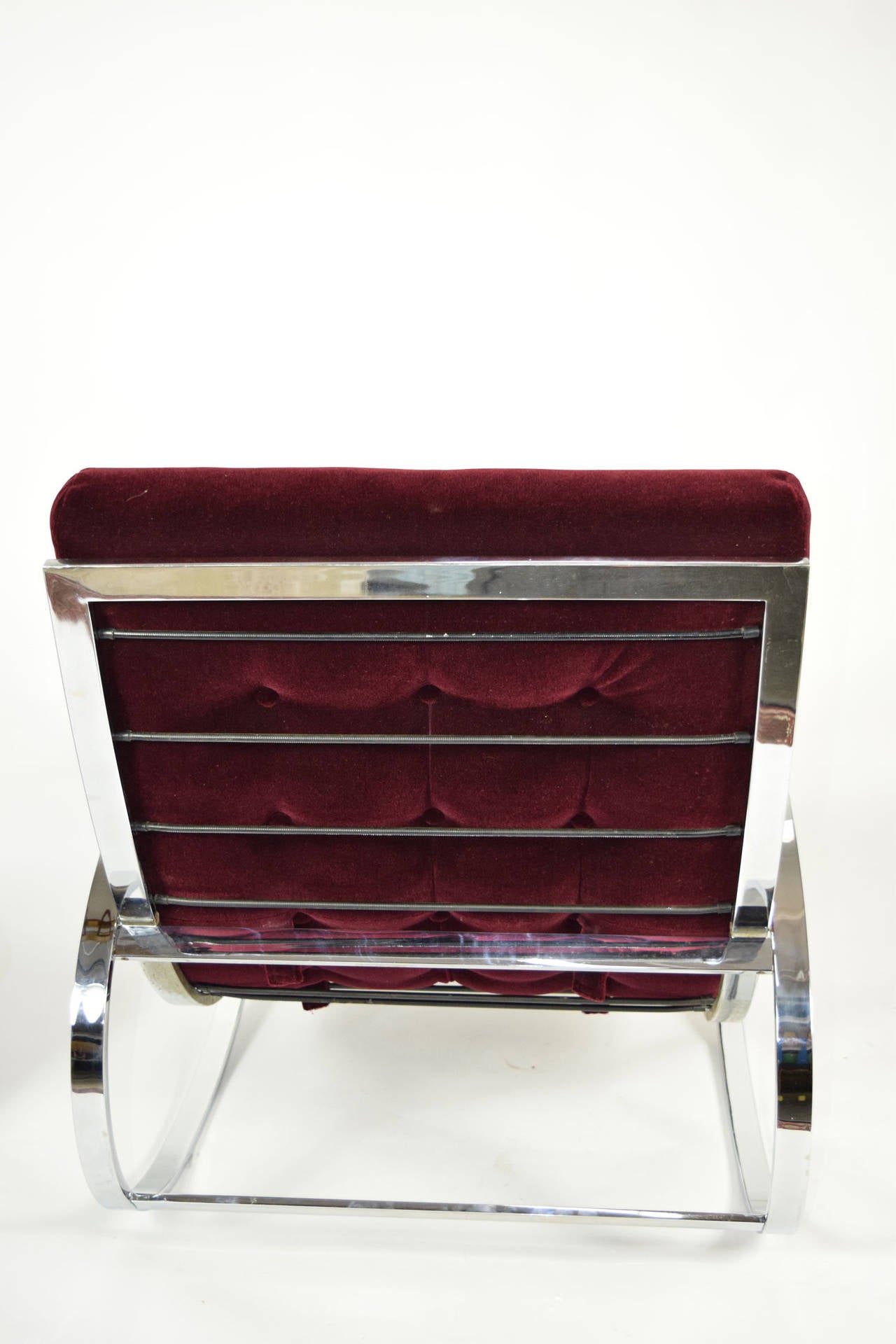 Renato Zevi Ellipse Chrome Frame Rocker with Mohair Upholstery In Excellent Condition In Dallas, TX