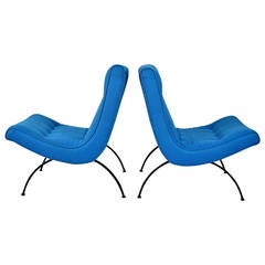 Pair of Milo Baughman Scoop Chairs in Maharam Fabric
