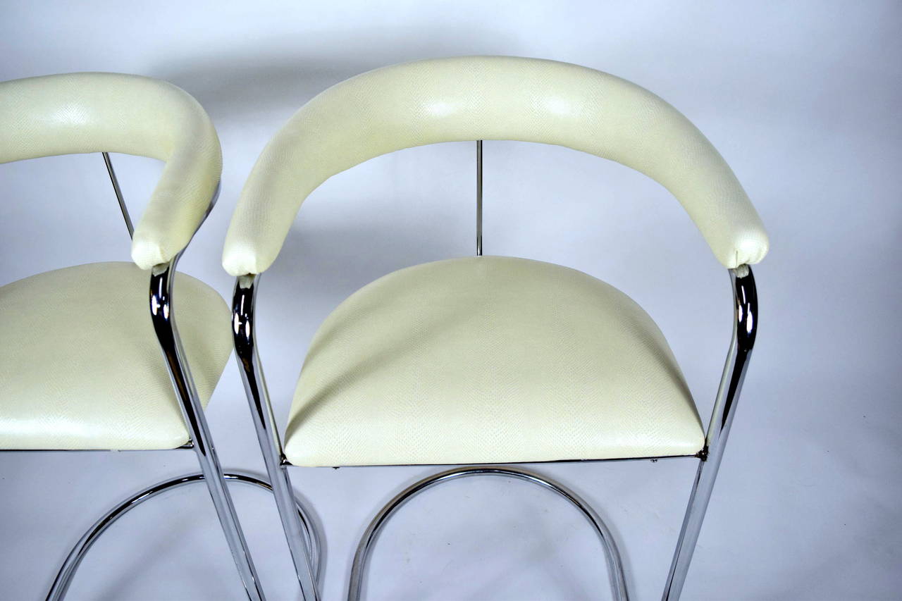 20th Century Pair of Thonet Attributed Barstools in New Duralee Upholstery