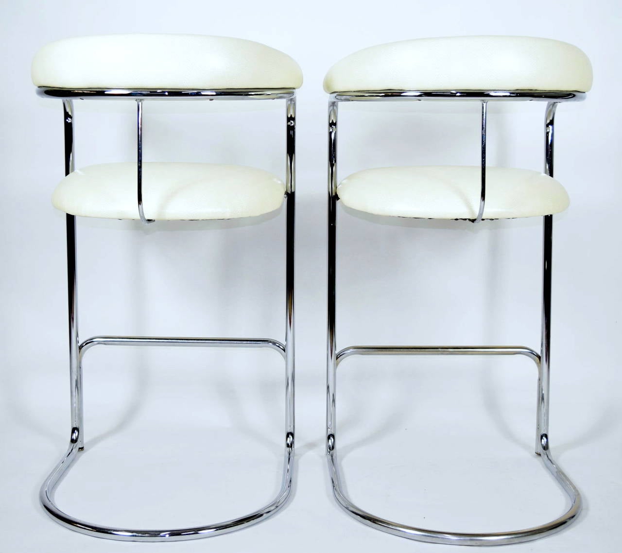 Mid-Century Modern Pair of Thonet Attributed Barstools in New Duralee Upholstery