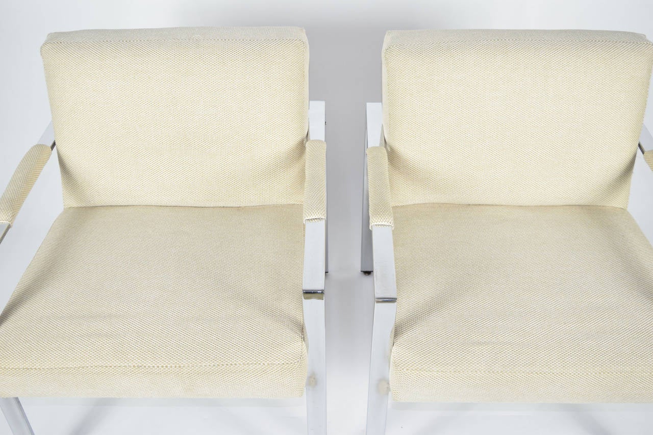 20th Century Pair of Milo Baughman Chrome Frame Lounge Chairs