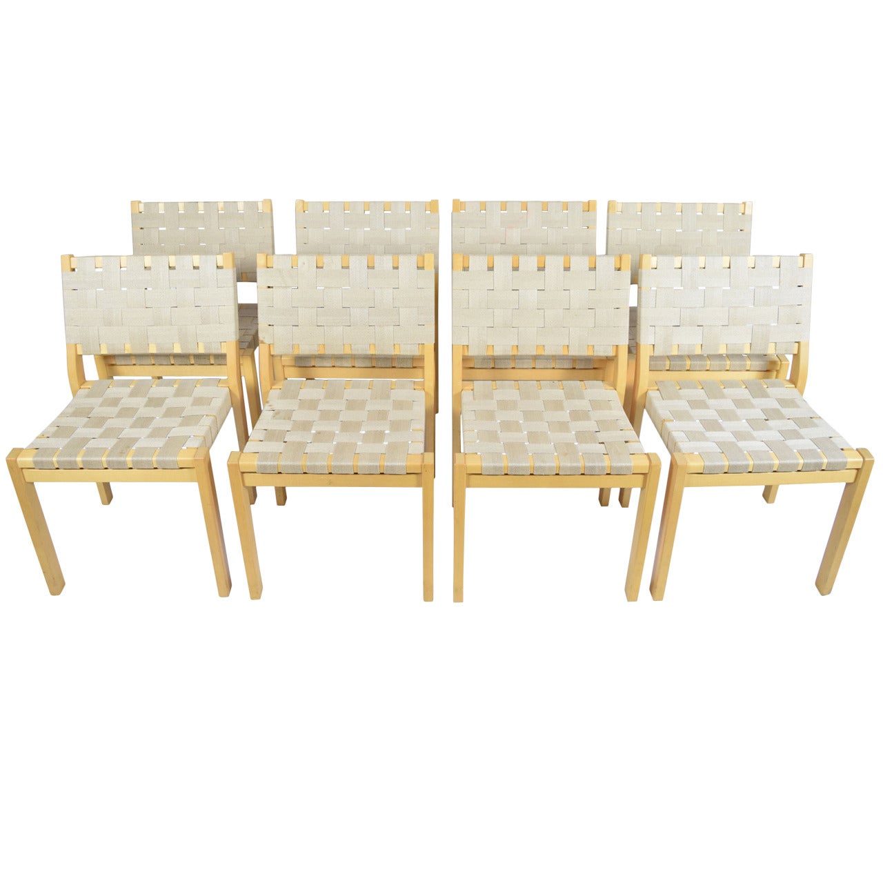 Set of Eight Alvar Aalto 615 Chairs