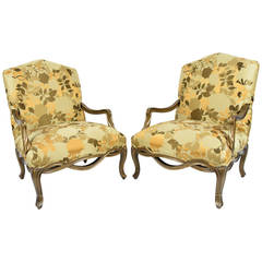 Pair of Custom Louis XVI Style Lounge Chairs with Rubelli Fabric 5