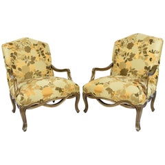 Pair of Custom Louis XVI Style Lounge Chairs with Rubelli Fabric