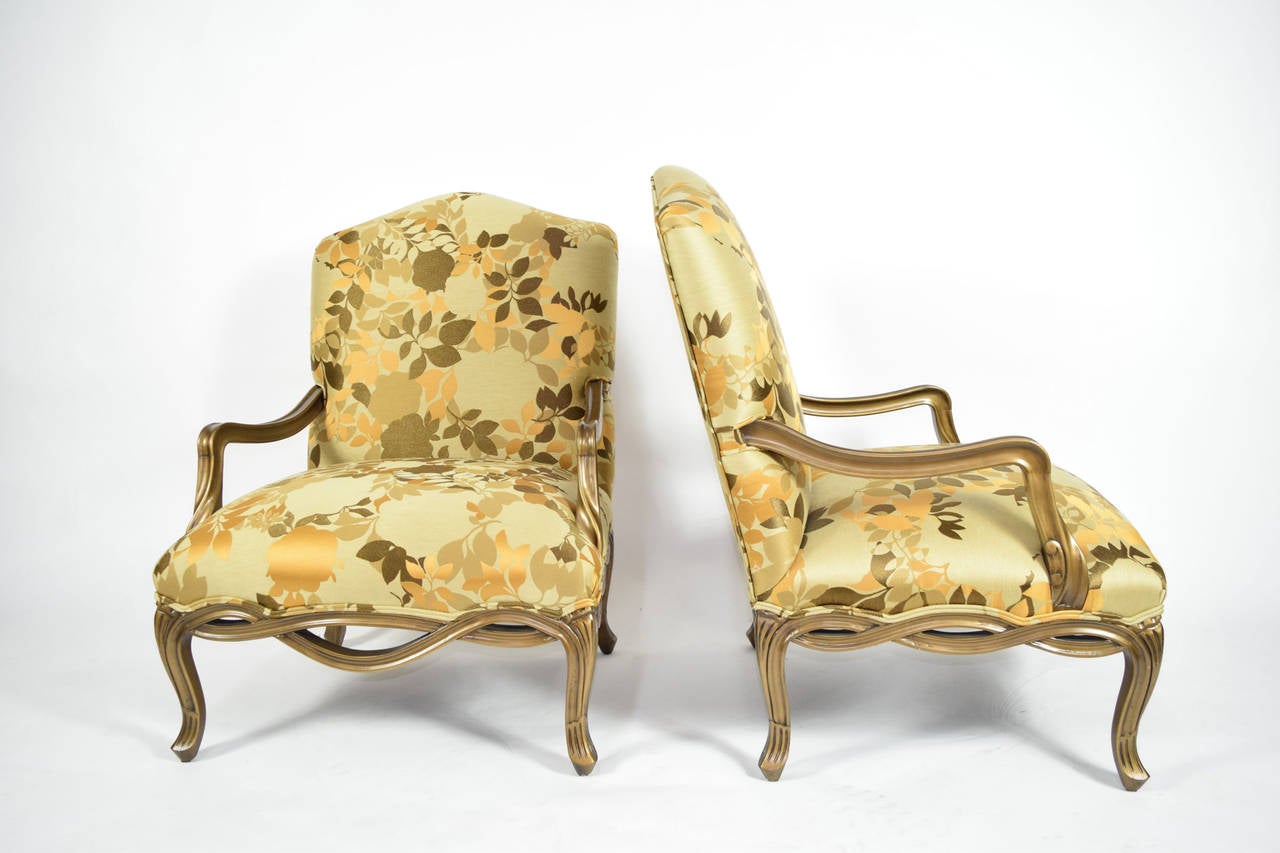 Upholstery Pair of Custom Louis XVI Style Lounge Chairs with Rubelli Fabric