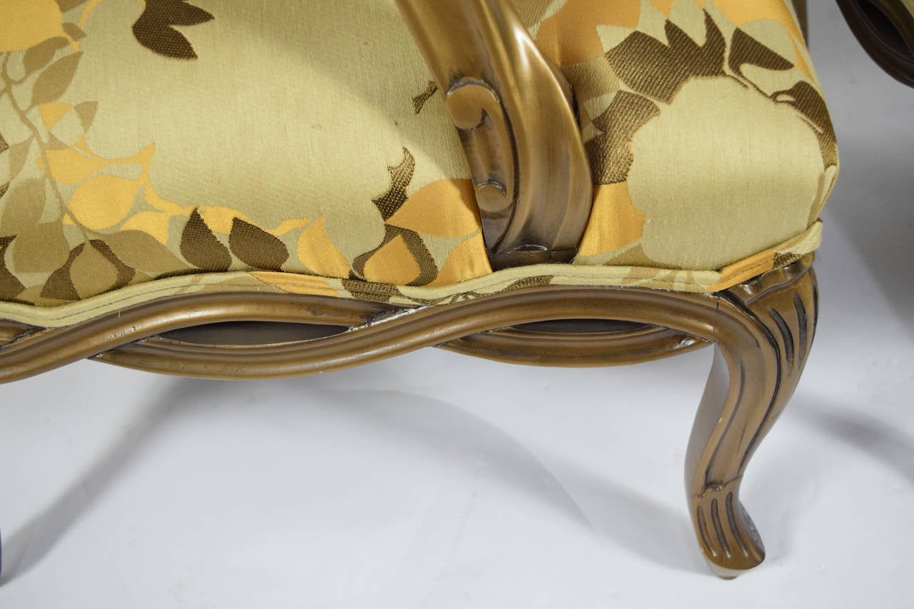 Pair of Custom Louis XVI Style Lounge Chairs with Rubelli Fabric 3