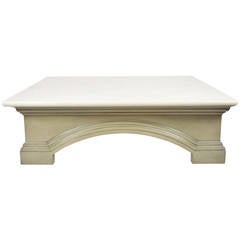 Large Custom Design Coffee Table with Travertine Top