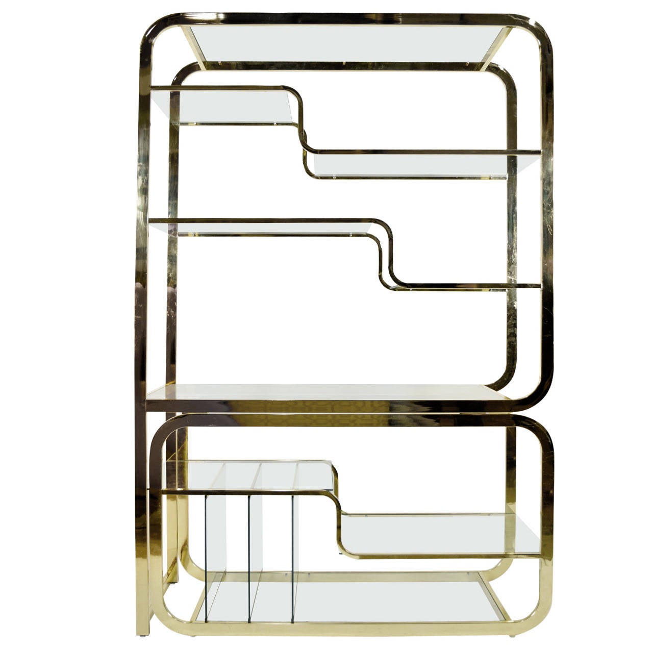 Milo Baughman for DIA Brass Finish Etagere at 1stDibs  milo baughman dia,  milo for dia, milo baughman brass etagere