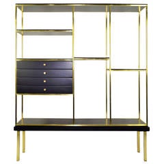 Brass and Wood Etagere by Furnette