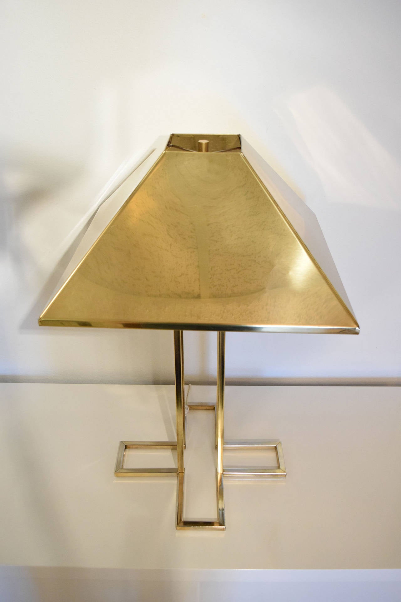 Mid-Century Modern Signed Curtis Jere Brass Table Lamp