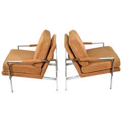 Pair of Milo Baughman Lounge Chairs in Chrome