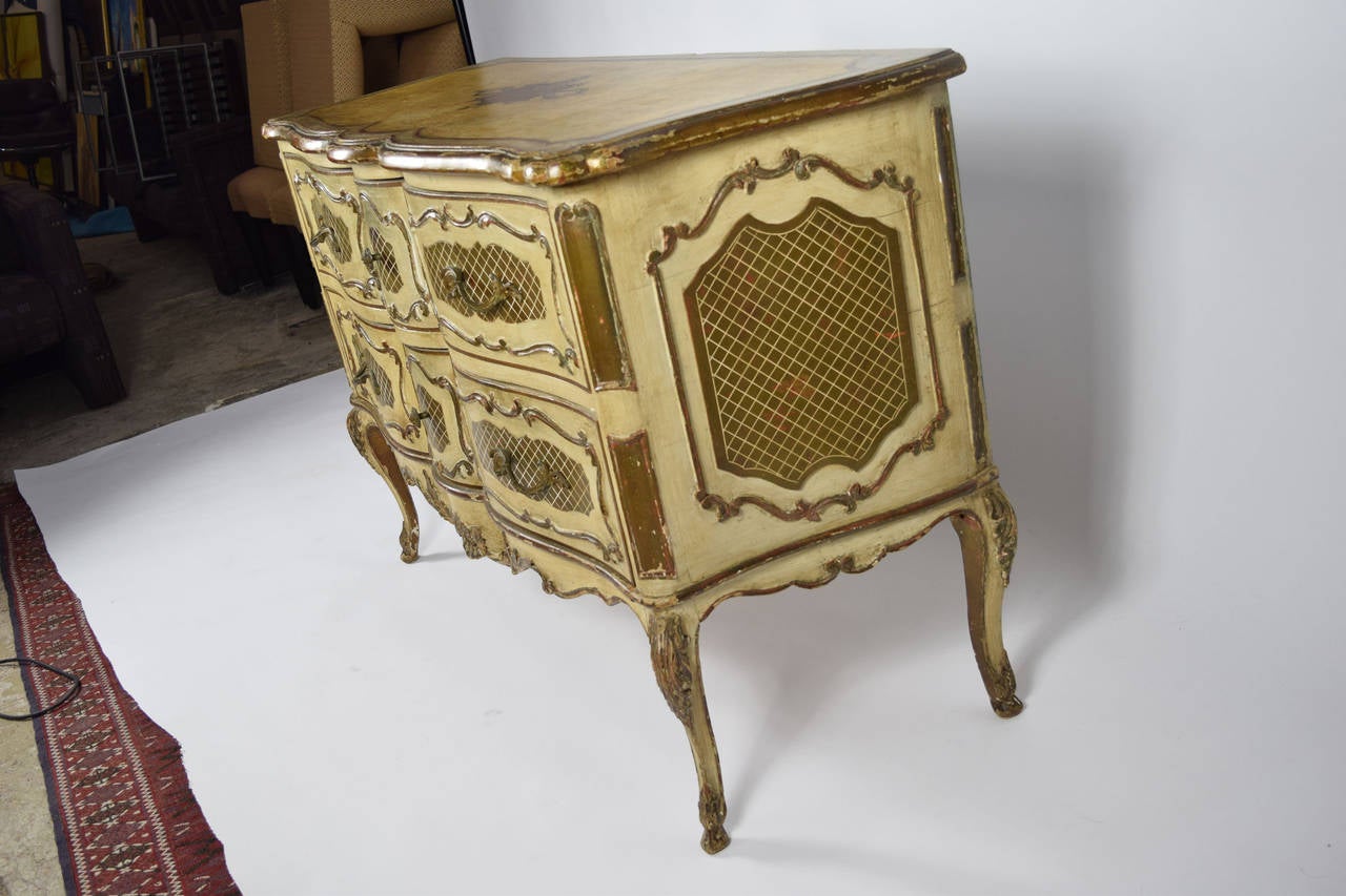 19th Century Italian Rococo Style Painted Commode For Sale