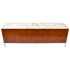 Florence Knoll Teak and Marble Credenza by Knoll