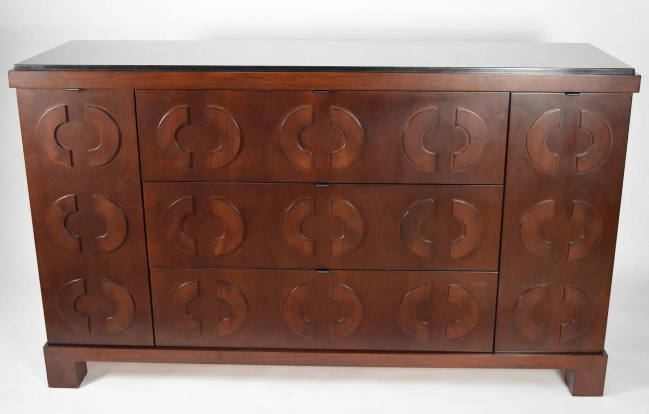 Custom Donghia Inspired Sideboard or Cabinet with Black Granite Top