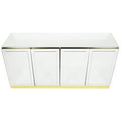 Mirrored Sideboard with Brass Finish in the Manner of Ello