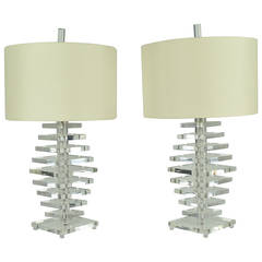 Pair of Vintage Acrylic Lamps in the Manner of Karl Springer
