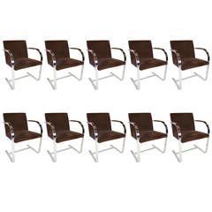 Vintage Set of 10 Mies van der Rohe Brno Chairs in Stainless Steel by Brueton