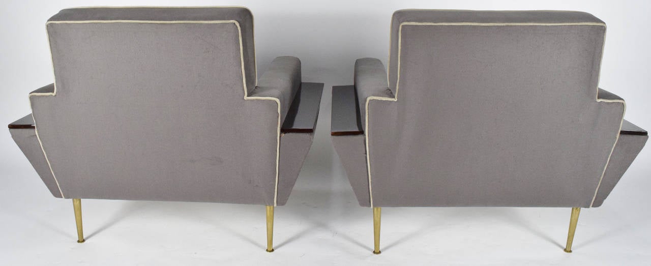 Pair of Italian Gray Lounge Chairs, 1950s In Good Condition In Dallas, TX