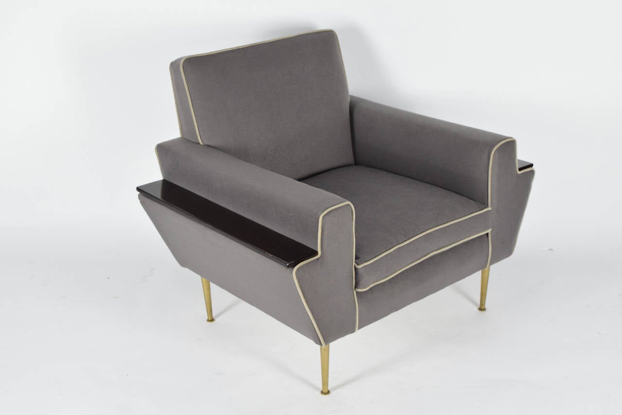 20th Century Pair of Italian Gray Lounge Chairs, 1950s
