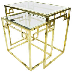 Set of Two Greek Key Classic Italian Nesting Tables by Mastercraft 3