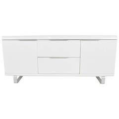 Saporiti Sideboard in White Lacquer with Chrome Legs