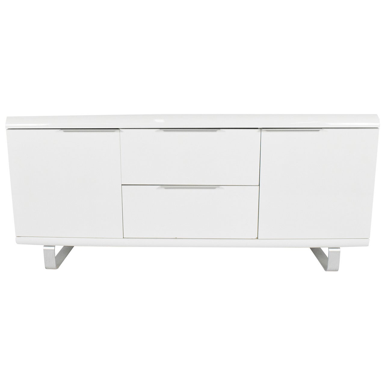 Saporiti Sideboard in White Lacquer with Chrome Legs