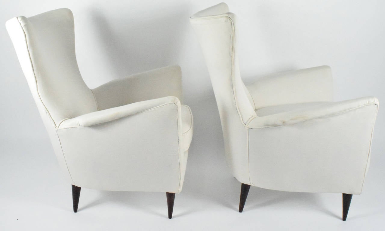 Upholstery Pair of Italian Modern Lounge Chairs