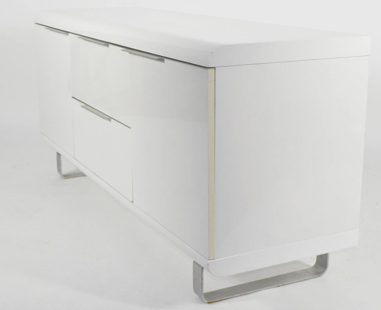 white and chrome sideboard