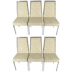 Milo Baughman for Thayer Coggin Chrome Dining Chairs, Set of Six, USA, 1970s
