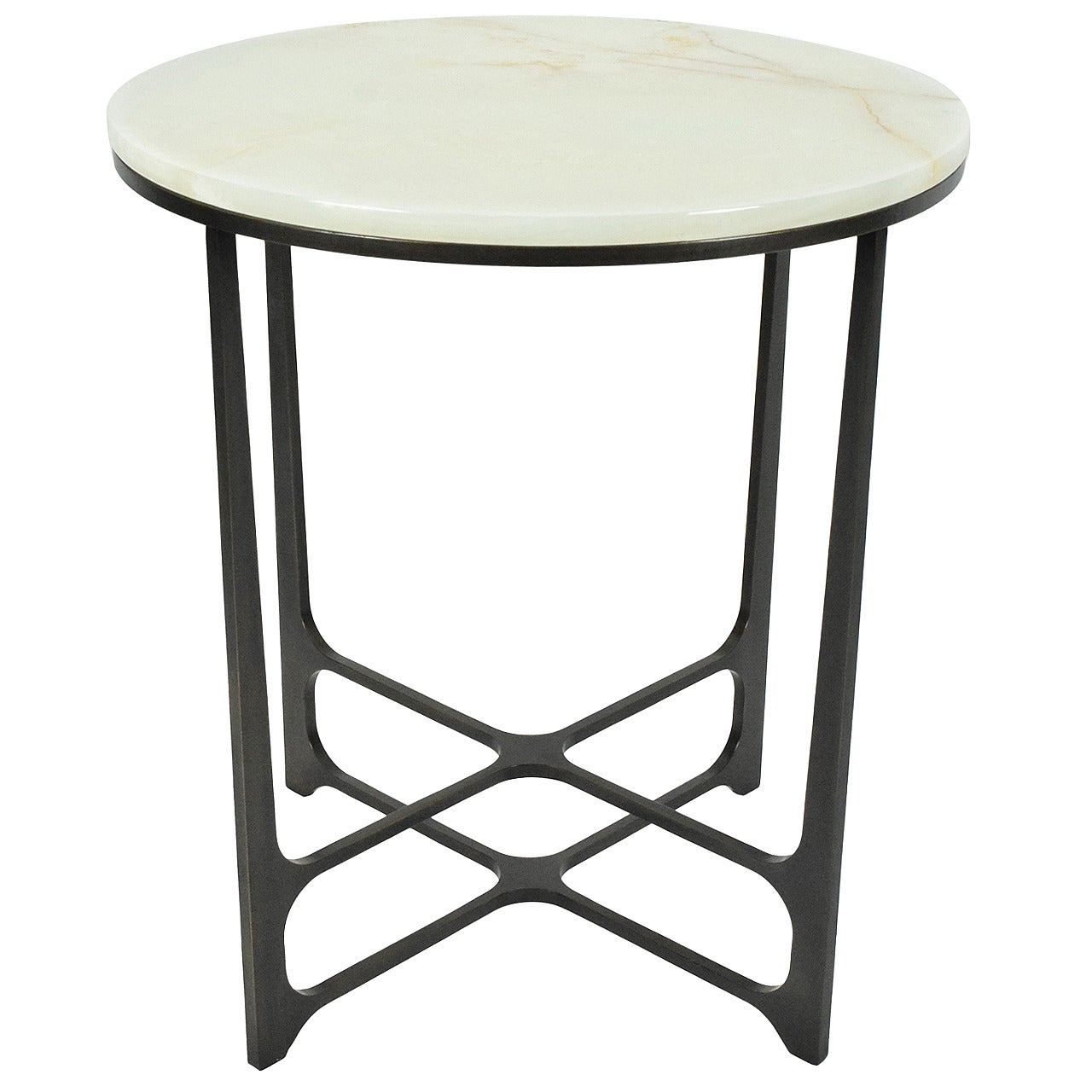 William Yeoward Malvina Side Table with Onyx Top and Bronze Base