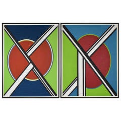 Mondrian Style Geometric Acrylic Paintings