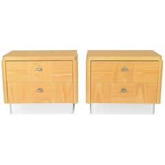 Pair of Rogier Side Tables or Nightstands in Chrome and Limed Oak