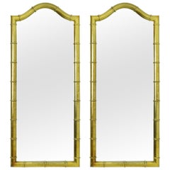 Paire de miroirs Drexel en faux bambou avec finition feuille d'or