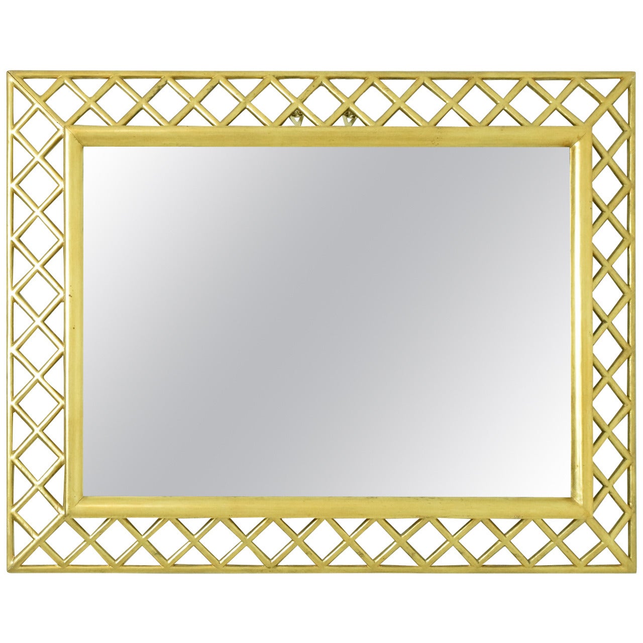 Italian Giltwood Lattice Frame Mirror