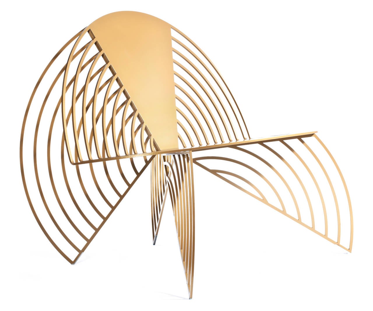 The wings of steel chair is fabricated from laser-cut steel and powder coated in a variety of durable colors for outdoor and indoor use.

While the material is strong, the form is light as a butterfly about to take flight. Its laser cut strips